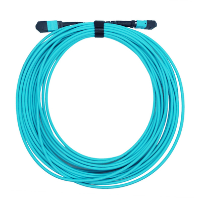 Type assemblée plénière MTP de B aux fibres OM4 du câble 10m 8 de correction de fibre de MTP à plusieurs modes de fonctionnement