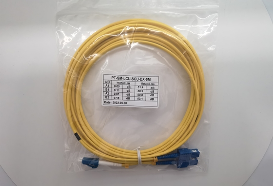 5m LC UPC au mode unitaire duplex du câble OS2 de correction de fibre de Sc UPC