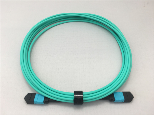 Type câble optique OM3 de l'Aqua 1m MPO MPO de tronc de fibre d'OFNP à plusieurs modes de fonctionnement