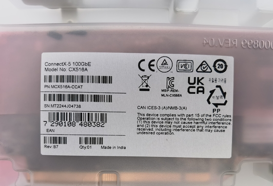 Marque originale Mellanox MCX516A-CCAT ConnectX-5 EN Réseau 100GbE double port QSFP28 PCIe3.0 X 16 Equipement à fibre optique 100g Net