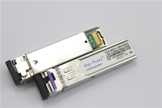 Émetteur-récepteur optique 80KM Rohs de Toptrans BIDI 1.25G-80AD/BD SFP
